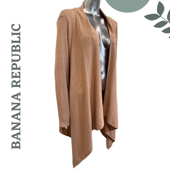 Soft Drape Knit Cardigan Waterfall Front in Tan by Banana Republic Size Large - Picture 3 of 6